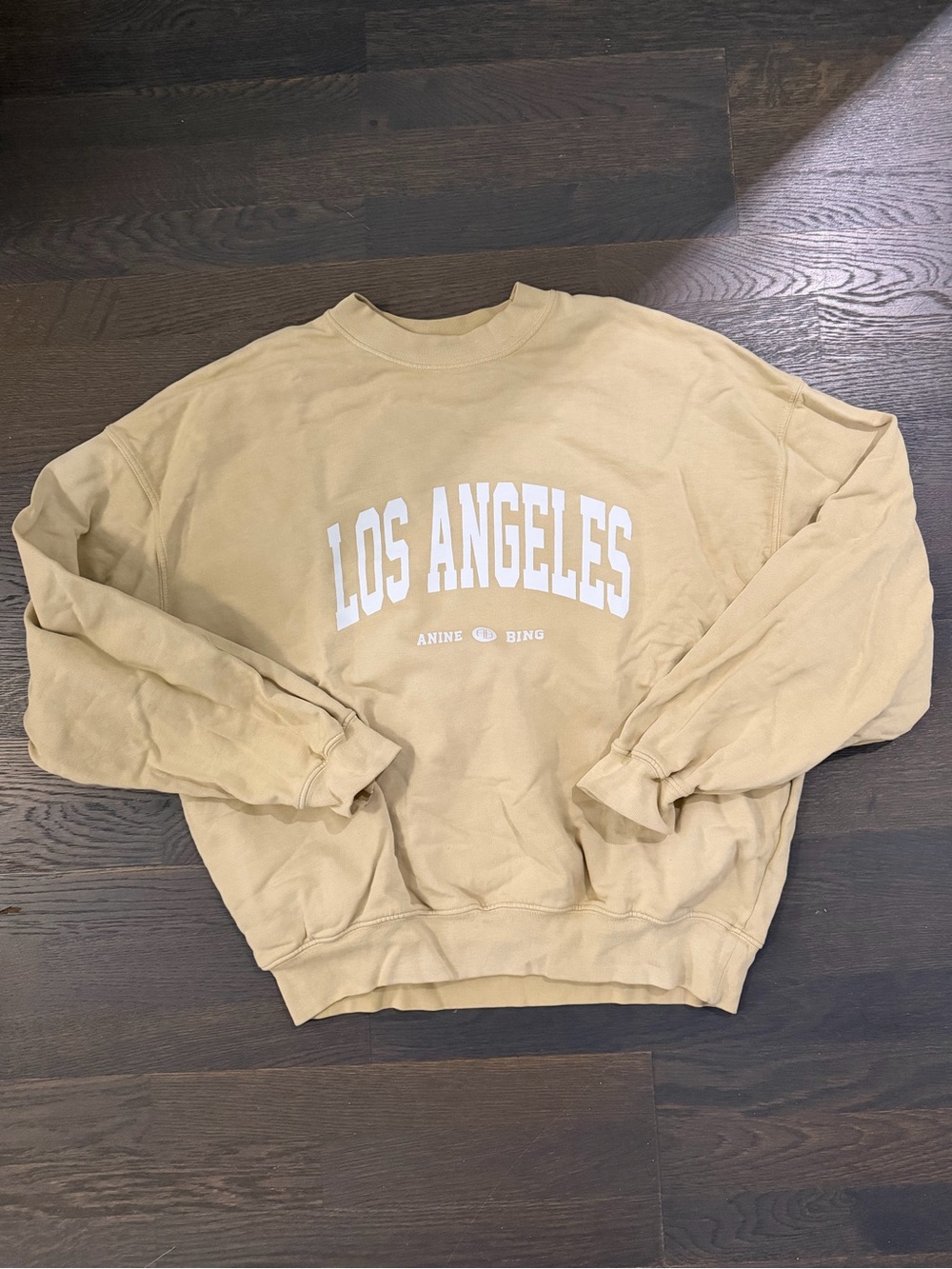 Anine Bing Los Angeles Crewneck Sweater in Beige and White